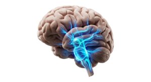 렘수면행동장애의 뇌 기전을 보여주는 3D 의학 일러스트